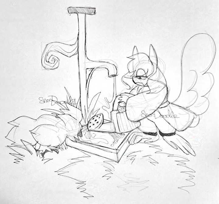 Tzun filling a watering can up at a pump